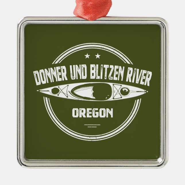 Ornamento De Metal Donner und Blitzen River Oregon Kayaking (Frente)