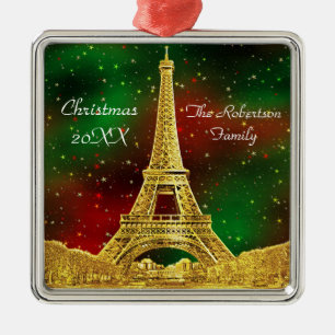Ornamento De Metal Dourada Paris Skyline nº 2 Natal Starry