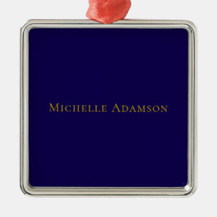 Ornamento De Metal Dourado & Azul Cor Profissional Simples Moderno