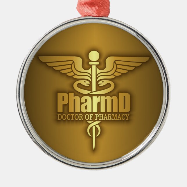 Ornamento De Metal Dourado Caduceus (PharmD) (Frente)