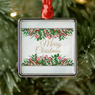 Ornamento De Metal Dourado, Red Barri Feliz Natal Casado