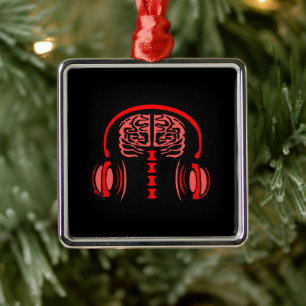 Ornamento De Metal Doutor Cérebro Escutando Música