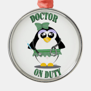 Ornamento De Metal Doutor no pinguim do dever (fêmea)