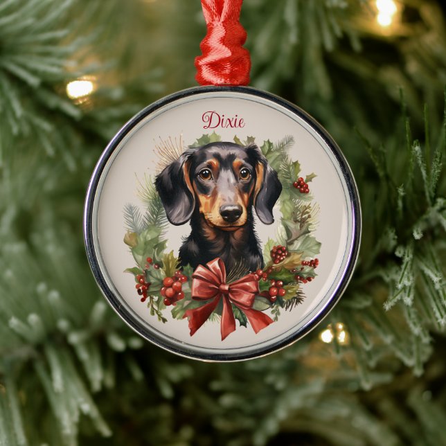 Ornamento De Metal Doxie Dachshund Pet Memorial Breed (Árvore)