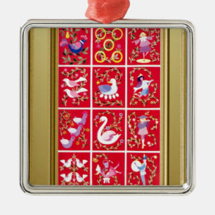 Ornamento De Metal Doze dias do Natal, a canção de natal tradiciona