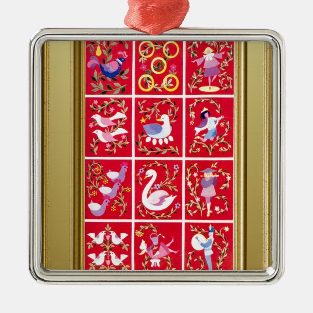 Ornamento De Metal Doze dias do Natal, a canção de natal tradicional (Frente)