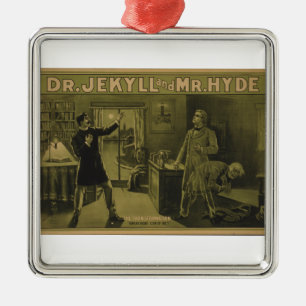 Ornamento De Metal Dr. Jekyll e poster teatral 1880 do Sr. Hyde