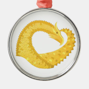 Ornamento De Metal Dragão amarelo no branco