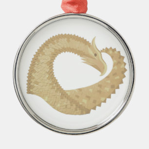 Ornamento De Metal Dragão cardíaco Sandstone em branco