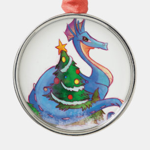 Ornamento De Metal Dragão em volta da árvore de Natal