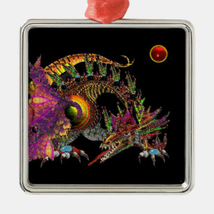 ORNAMENTO DE METAL DRAGO/DRAGÃO DOURADO DA FANTASIA NO ROXO E NO
