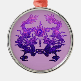 Ornamento De Metal Dragões CHINESES do roxo do ANO NOVO