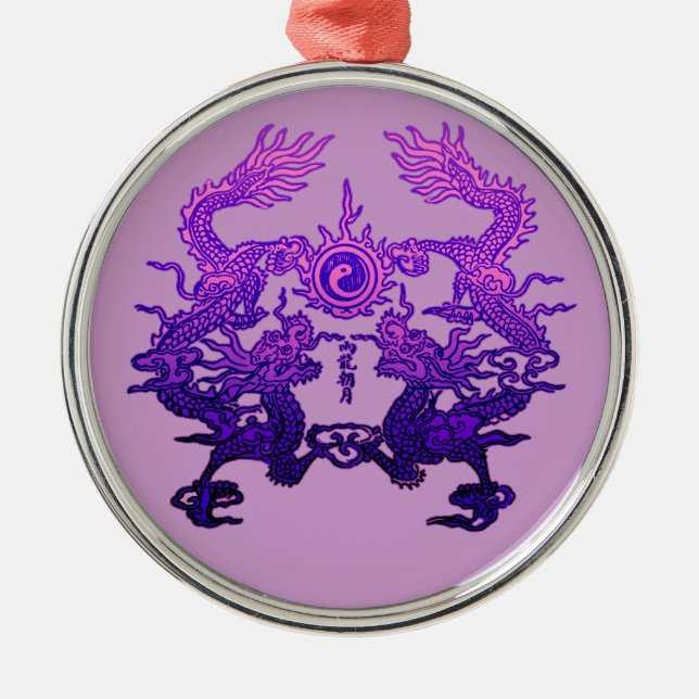 Ornamento De Metal Dragões CHINESES do roxo do ANO NOVO (Frente)
