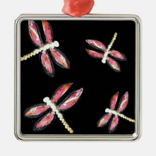 Ornamento De Metal Dragonfly Rosa Inseto