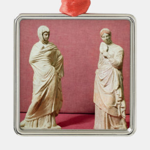 Ornamento De Metal Duas estátuas de mulheres eretas de Tanagra