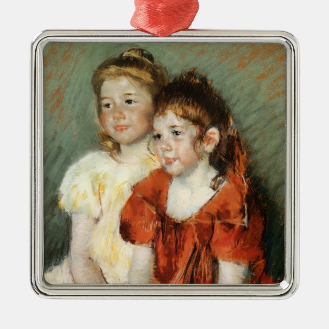 Ornamento De Metal Duas Meninas Justas (por Mary Cassatt) (Frente)