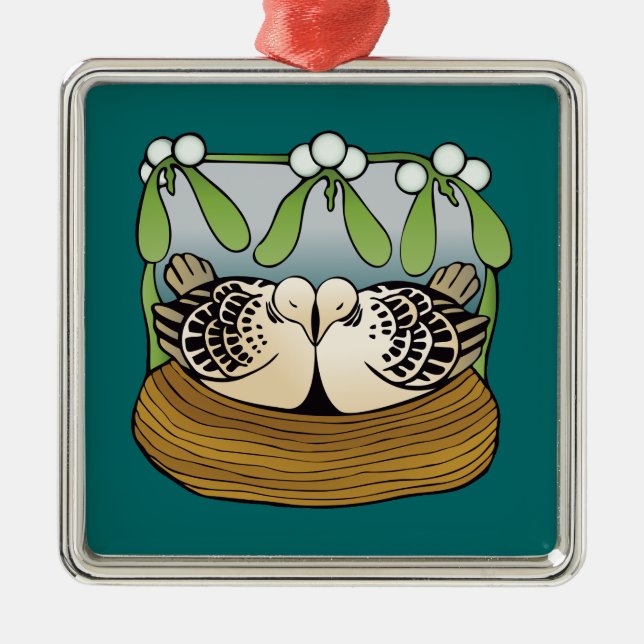 Ornamento De Metal Duas pombas da tartaruga (Frente)