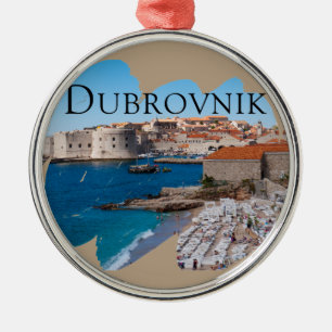 Ornamento De Metal Dubrovnik: Vista de Praia e Cidade Velha