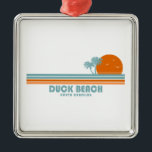 Ornamento De Metal Duck Beach North Carolina Sun Palm Trees<br><div class="desc">Duck Beach está na ilha de barreira do Outer Banks e é reconhecido nacionalmente como uma das "Cinco Melhores Praias Amigáveis à Família na América."</div>