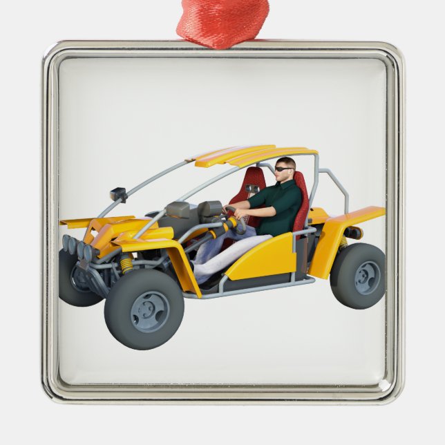 Ornamento De Metal Dune Buggy Amarelo (Frente)
