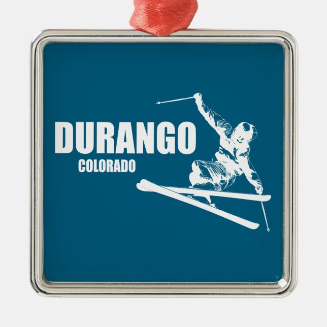 Ornamento De Metal Durango Colorado Skier (Frente)