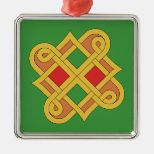 Ornamento De Metal Durrow Knotwork 2016 Red and Green