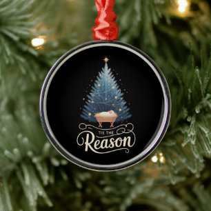 Ornamento De Metal É a Razão Bíblia Cristã Religiosa de Natal