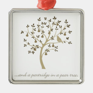Ornamento De Metal E um perdiz numa árvore