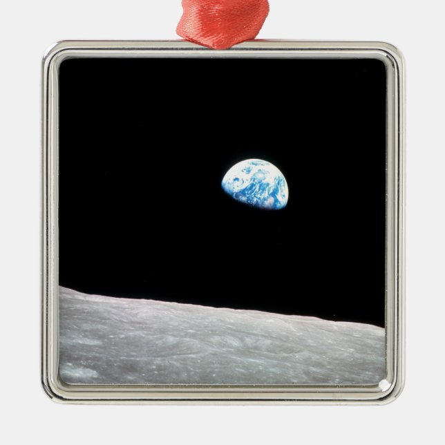Ornamento De Metal Earthrise from Moon Space Photo (Frente)
