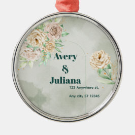 Ornamento De Metal Earthy Shades Flowers Boho Elegant Sage Green