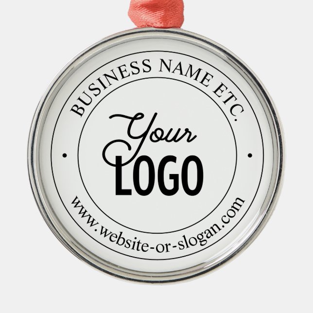 Ornamento De Metal Easy Logo Replacement & Customizable Text | White (Frente)