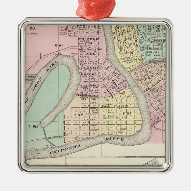 Ornamento De Metal Eau Claire e Medford (Frente)