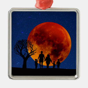 Ornamento De Metal Eclipse Lunar da Lua Sanguínea