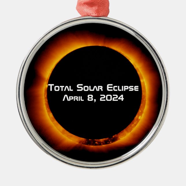 Ornamento De Metal Eclipse Solar Total 2024 (Frente)