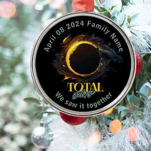 Ornamento De Metal Eclipse Solar Total 2024 de abril 8 Presente de Ke