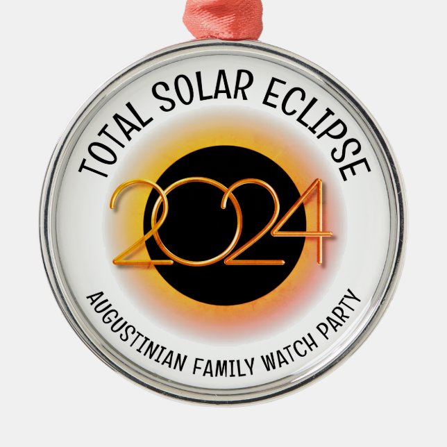 Ornamento De Metal ECLIPSE SOLAR TOTAL personalizável 2024 (Frente)