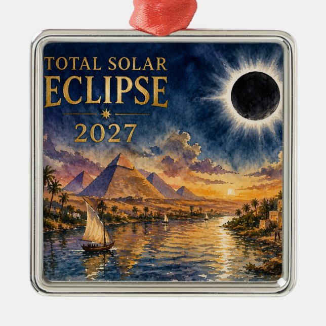 Ornamento De Metal Eclipse Total Solar 2027 Egito (Frente)