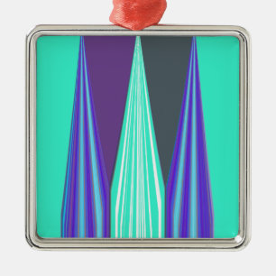 Ornamento De Metal Edgy Blue Purple Cyan Chevron Art Impressão
