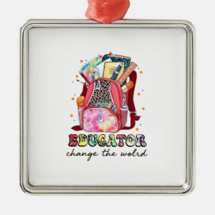 Ornamento De Metal Educador Muda O Mundo
