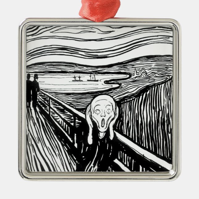 Ornamento De Metal Edvard Munch - A litografia do Gritar (Frente)