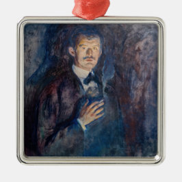 Ornamento De Metal Edvard Munch - Autorretrato com Cigarro