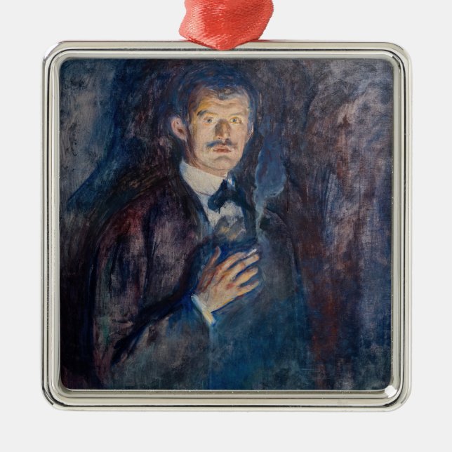 Ornamento De Metal Edvard Munch - Autorretrato com Cigarro (Frente)