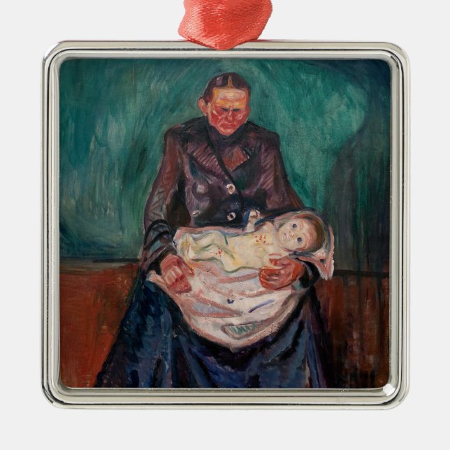 Ornamento De Metal Edvard Munch - Mulher com Criança Doente, Herança (Frente)