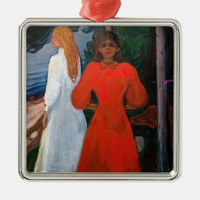 Ornamento De Metal Edvard Munch - Vermelho e Branco (Frente)