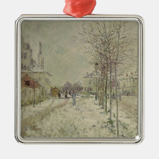 Ornamento De Metal Efeito da neve de Claude Monet | (Frente)