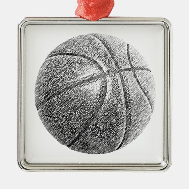 Ornamento De Metal Efeito Lápis de Basquete (Frente)