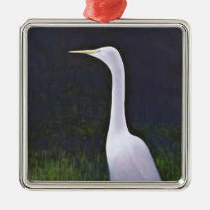 Ornamento De Metal Egret branco