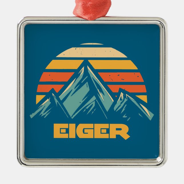 Ornamento De Metal Eiger Suíça Retro Turquesa (Frente)