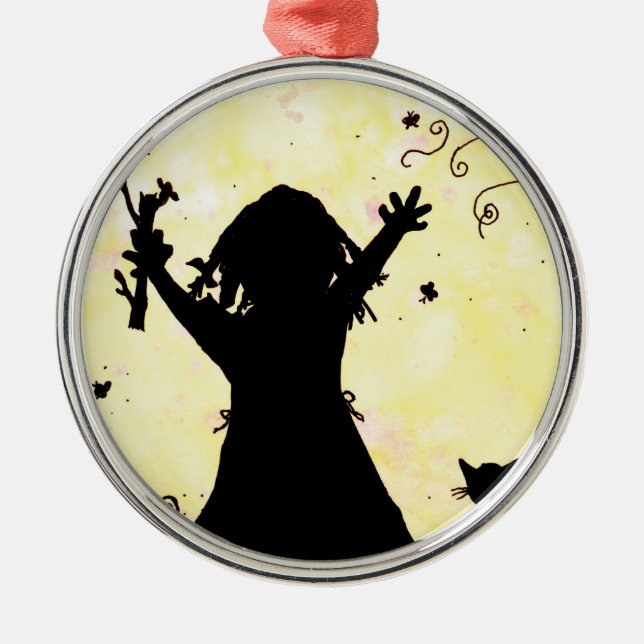 Ornamento De Metal Ela Sonha com Magia na Lua (Frente)