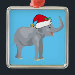 Ornamento De Metal Elefante de Natal<br><div class="desc">Belo elefante de férias vestindo um chapéu vermelho de Papai Noel. Um presente de Natal bonito para alguém que ama animais selvagens e chorões.</div>